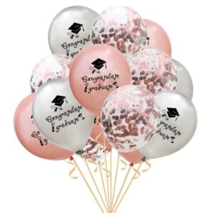 rose gold sequin graduation balloon congratulations graduate party decorations balloon, silver, z-3