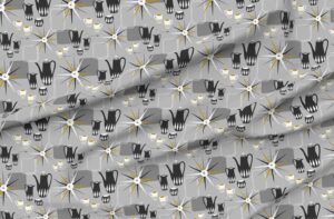 spoonflower fabric - mid century modern coffee time mod neutral gray 1950s star retro printed on petal signature cotton fabric by the yard - sewing quilting apparel crafts decor