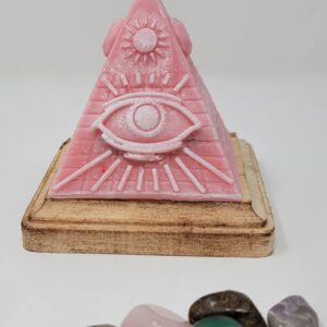 Pyramid Candle with hidden Crystals, Candle with Crystal Hidden Inside, Mystery Candles with Crystals (Pink)