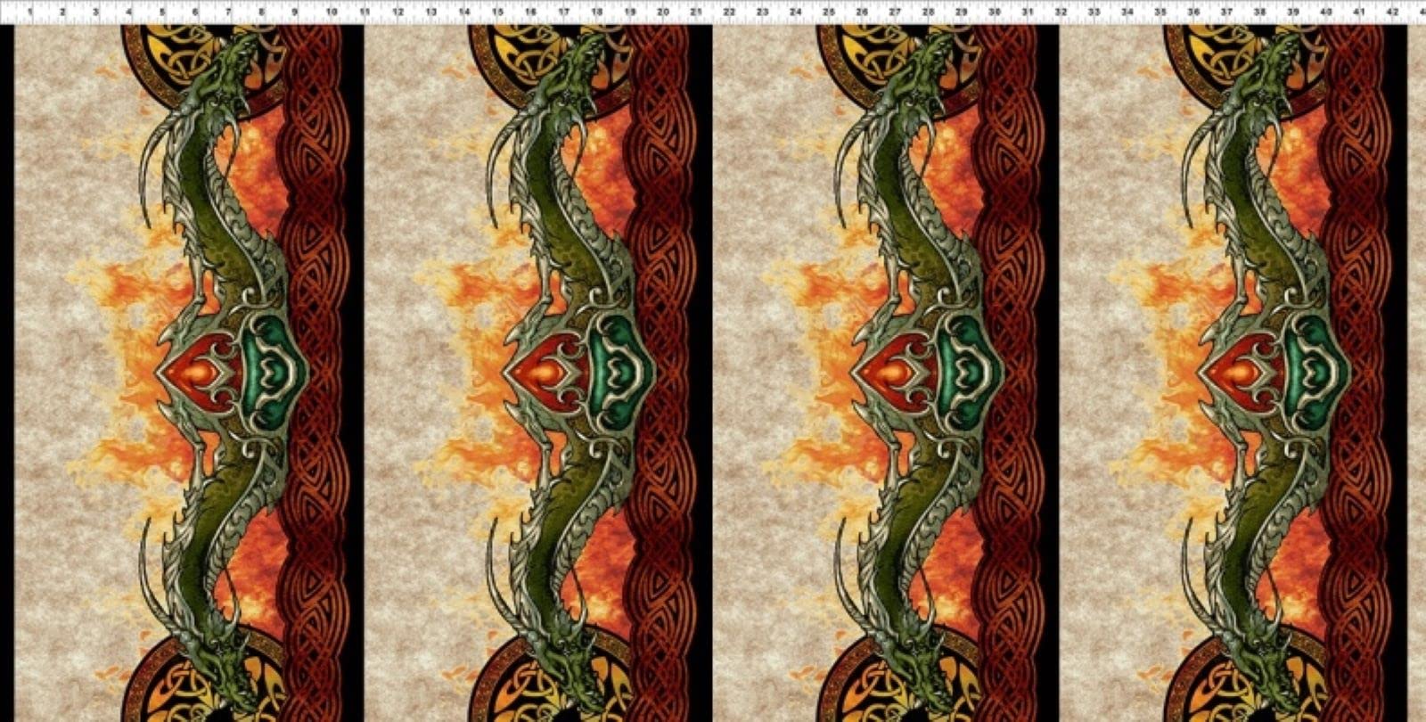 In The Beginning Dragons - The Ancients 12DRG1 Border Stripe, 44 Inches