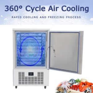 Kolice Commercial 10 Trays Blast Chiller & Freezer, Dumpling Blast Freezer, Chest Freezer, Batch Freezer for ice Cream, Fresh Meat, Chicken, Dessert in hotel, restaurant, school, canteens, catering