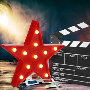 Movie Theater Decor Movie Film Clap Board Movie Clapper Board Accessory and Marquee Light LED Star Sign Movie Props for Movie Night Decorations Party Supplies