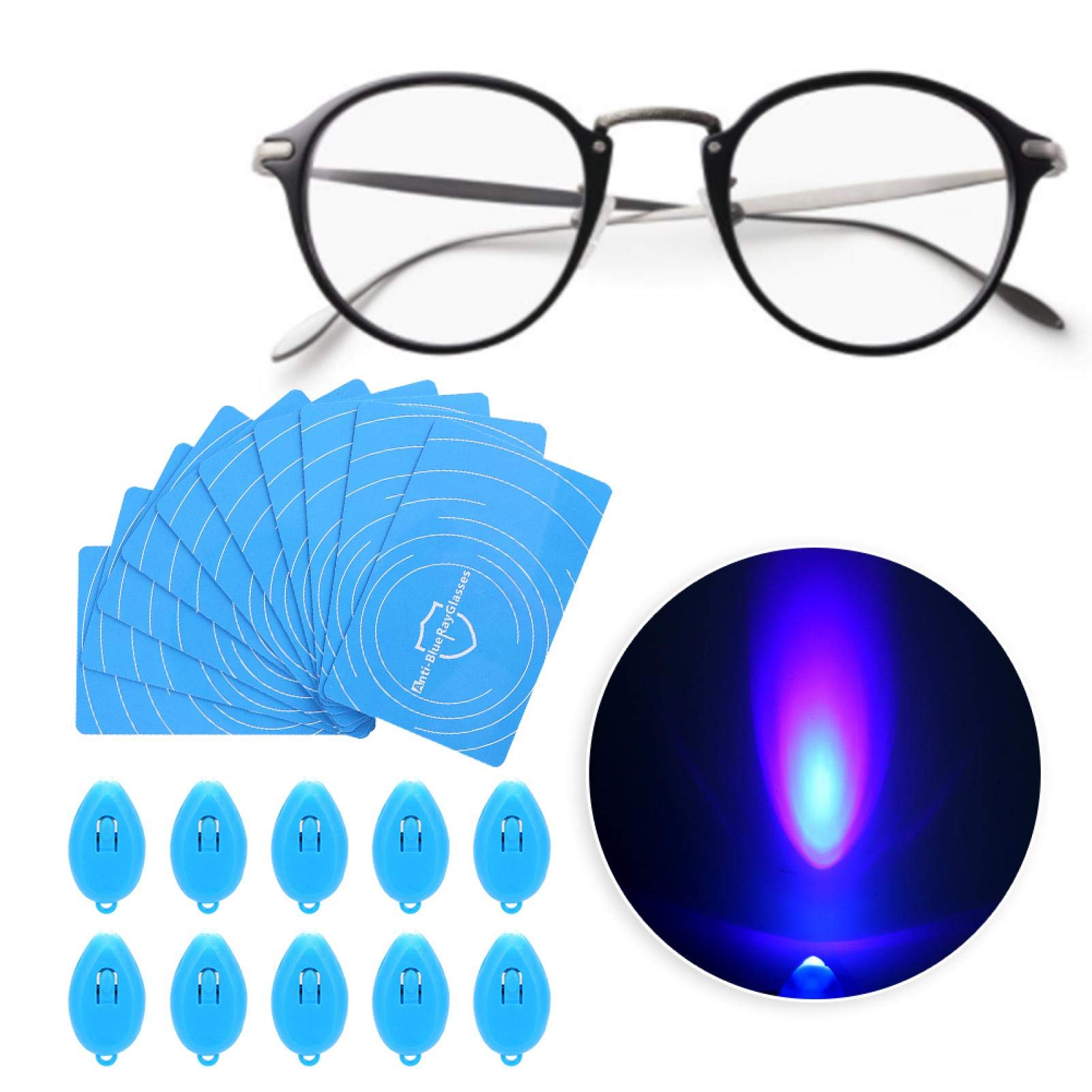 10 Set Anti-Blue Light Test Card, Professional Anti-Blue Light Test Paper Including Anti-Blue Light Card and Blue Light Generator