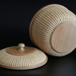 Nantucket Basket Wisteria Woven Natural Material Basket with Lid Storage Basket Round Shape