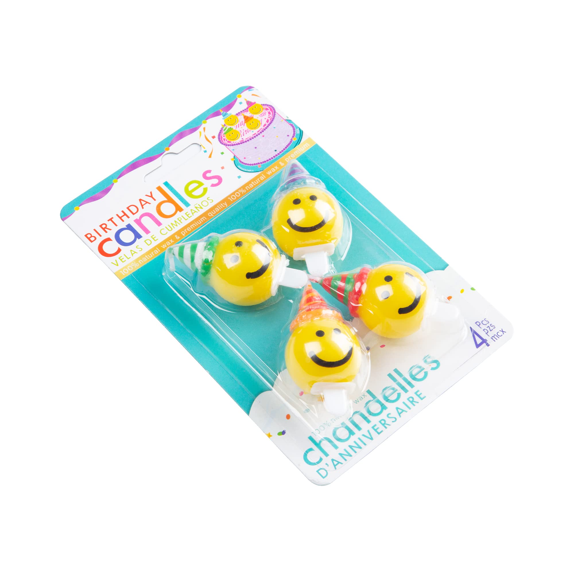 BoKin Smiley Face Birthday Candles, 4Pcs Cute Smile Face Candles One Happy Dude Birthday Cake Candles Toppers for Birthday Party Wedding Anniversary Valentines Day Christmas Festival