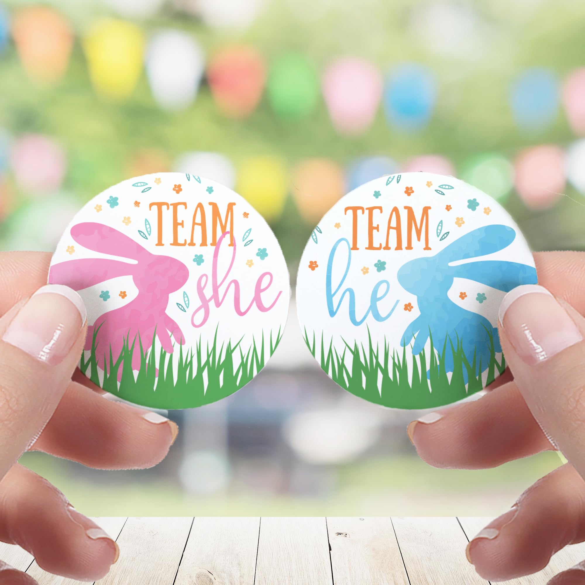 What Will Our Little Bunny Be Gender Reveal Party -Team He or Team She - 40 Stickers