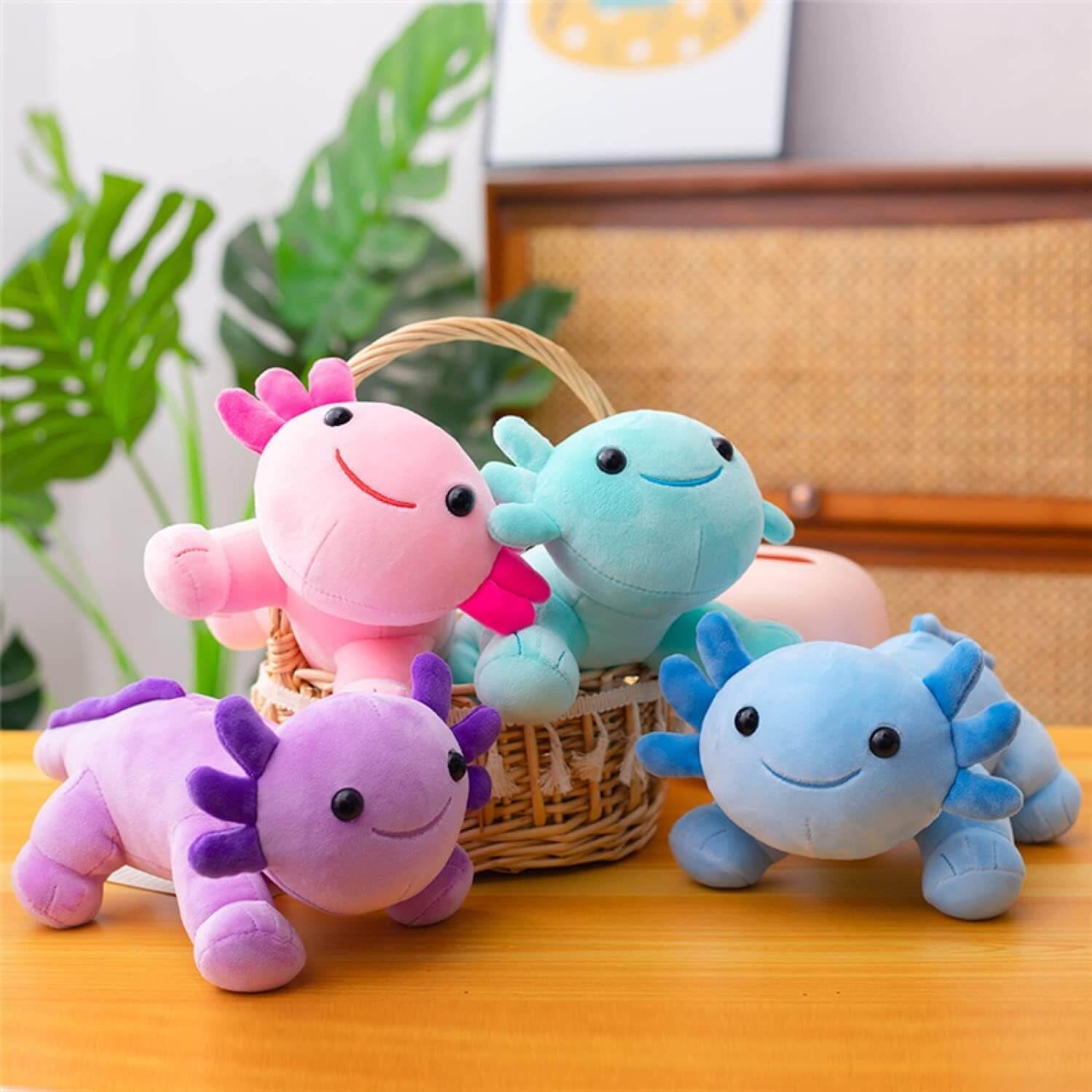 DYBFONO Axolotl Plush Toy, 10.8” Soft Cute Axolotl Stuffed Cotton Plush Pillow Kawaii Salamander Animal for Boys Girls Kids Gift (Pink)