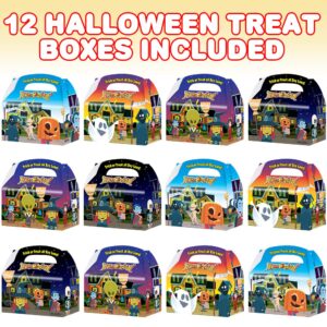 ArtCreativity Halloween Treat Boxes, Set of 12, Cardboard Paper Halloween Candy Boxes with Carry Handles, Adorable Trick or Treat Supplies, Halloween Goodie Bags for Sweets, Toys, Gifts, and More