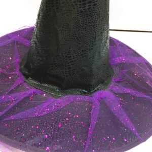 Seasons Stars SSDecor Witch Hat with Purple Tulle and Sequins, Black and Purple Costume Accessory for Kids Women Party