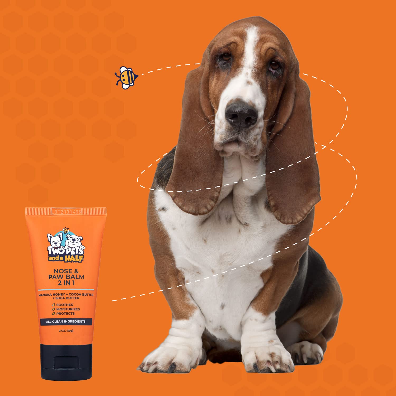 Dog Paw Balm and Dog Nose Balm 2Oz (2 in 1)- Dog Balm for Paws and Nose Treatment for Dry and Cracked Paws and Snouts- Also Paw Balm Dogs Lick Safe for Hot Pavement Protection- Snout Soother for Dogs