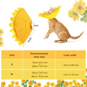 Sunflower Cat Recovery Collar Soft Cat Cone Collar Pet Cones for Cats Cotton Pet Cone Collar Adjustable Sunflower Elizabeth Collar Postoperative Protection Soft Cone for Cats and Dogs(Medium)