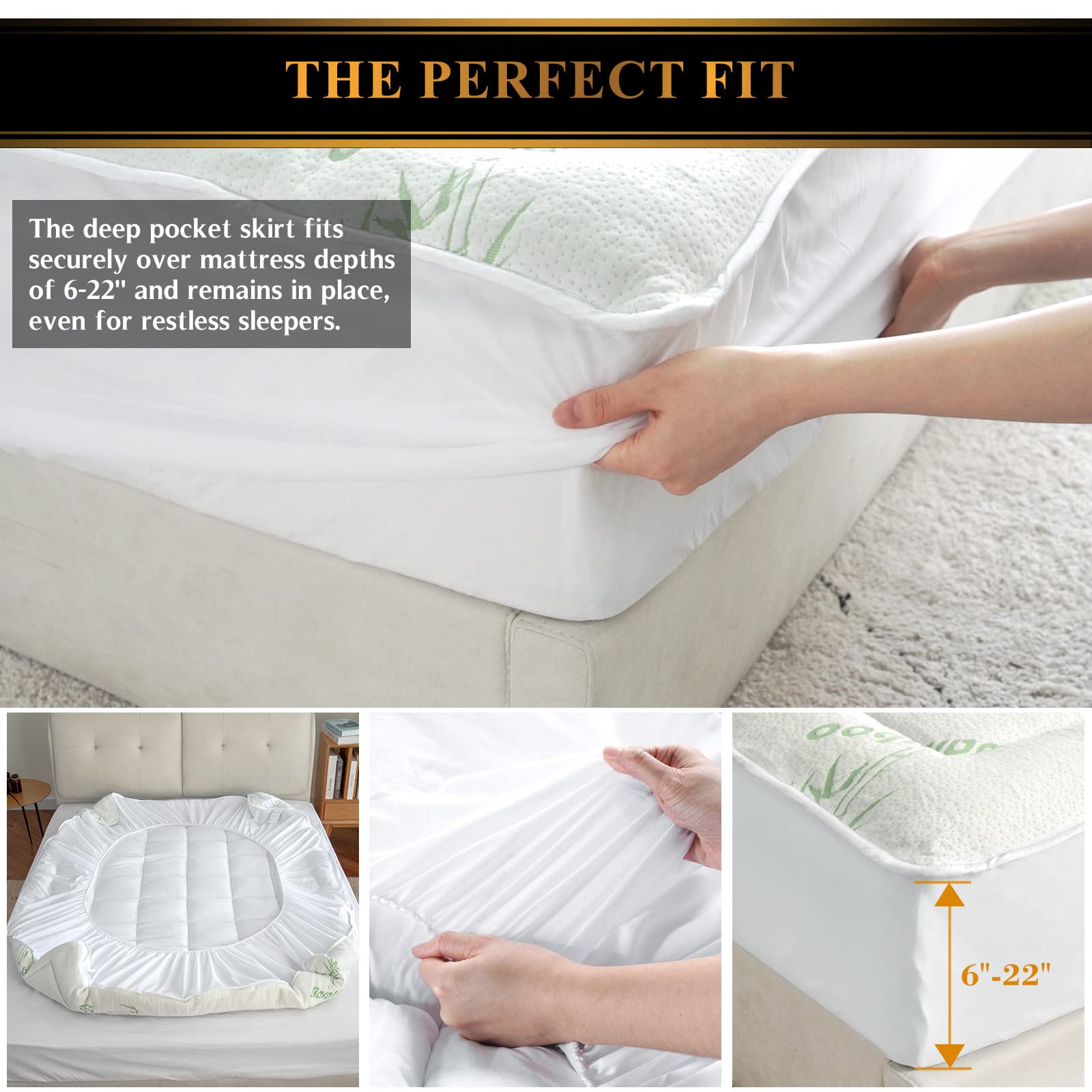 Mattress Pad Full Size, Cooling Mattress Protector Pillow Top Cover Pad with 6-22 Inches Deep Pocket, Breathable Mattress Cover with Down Alternative Fill