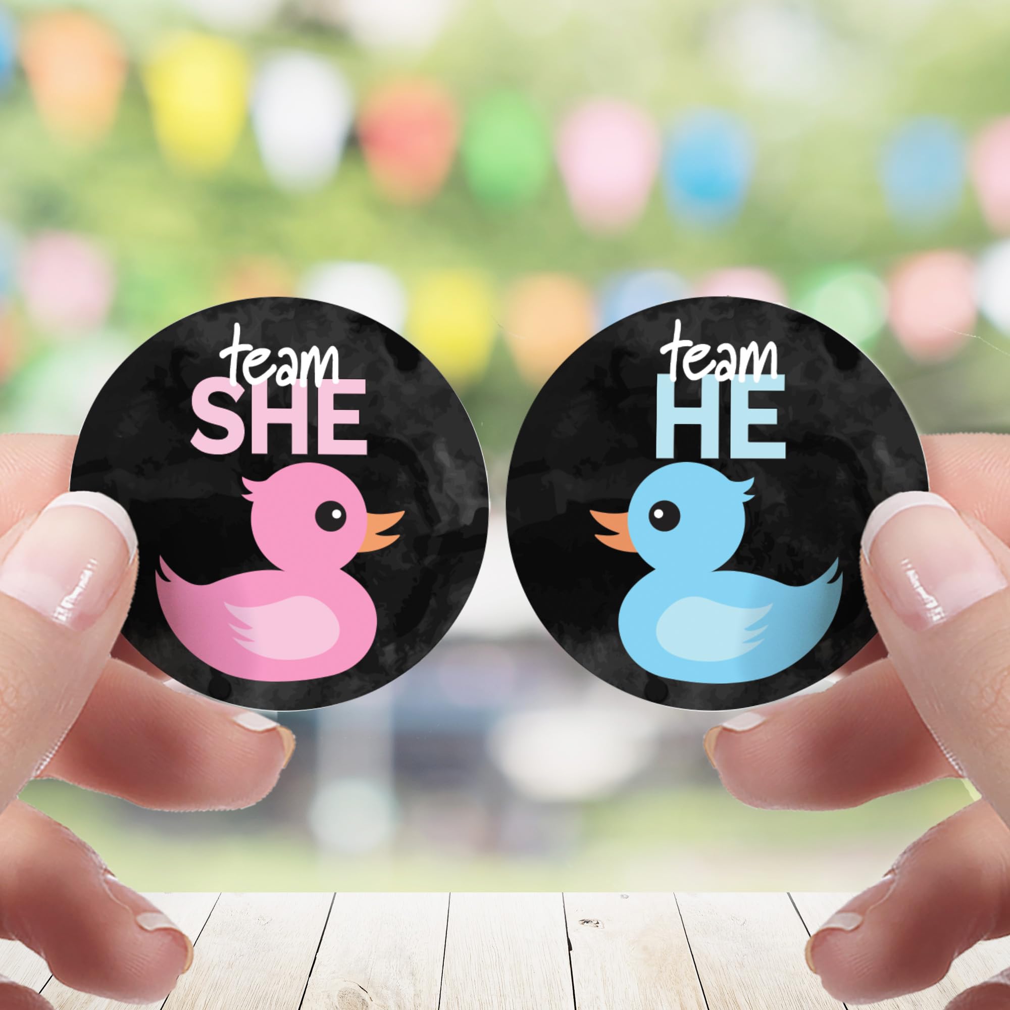 What The Duck are They Having Gender Reveal Party - Rubber Duck Team He or Team She - 40 Stickers