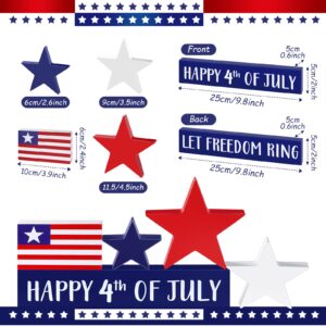 5 Pieces Independence Day Wooden Table Centerpieces Sign Patriotic Star Table Decoration Memorial Day Wooden Table Centerpieces Sign Independence Day Tray for 4th of July Party Table Desk Home Decor