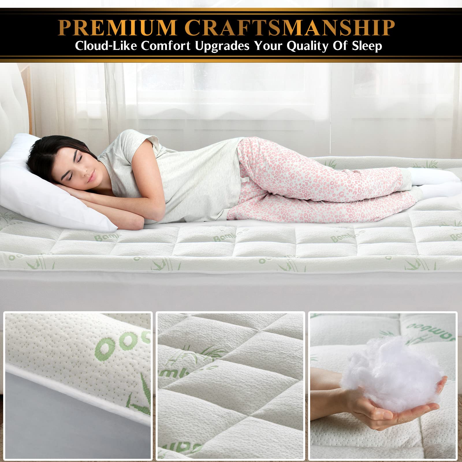 Mattress Pad Full Size, Cooling Mattress Protector Pillow Top Cover Pad with 6-22 Inches Deep Pocket, Breathable Mattress Cover with Down Alternative Fill