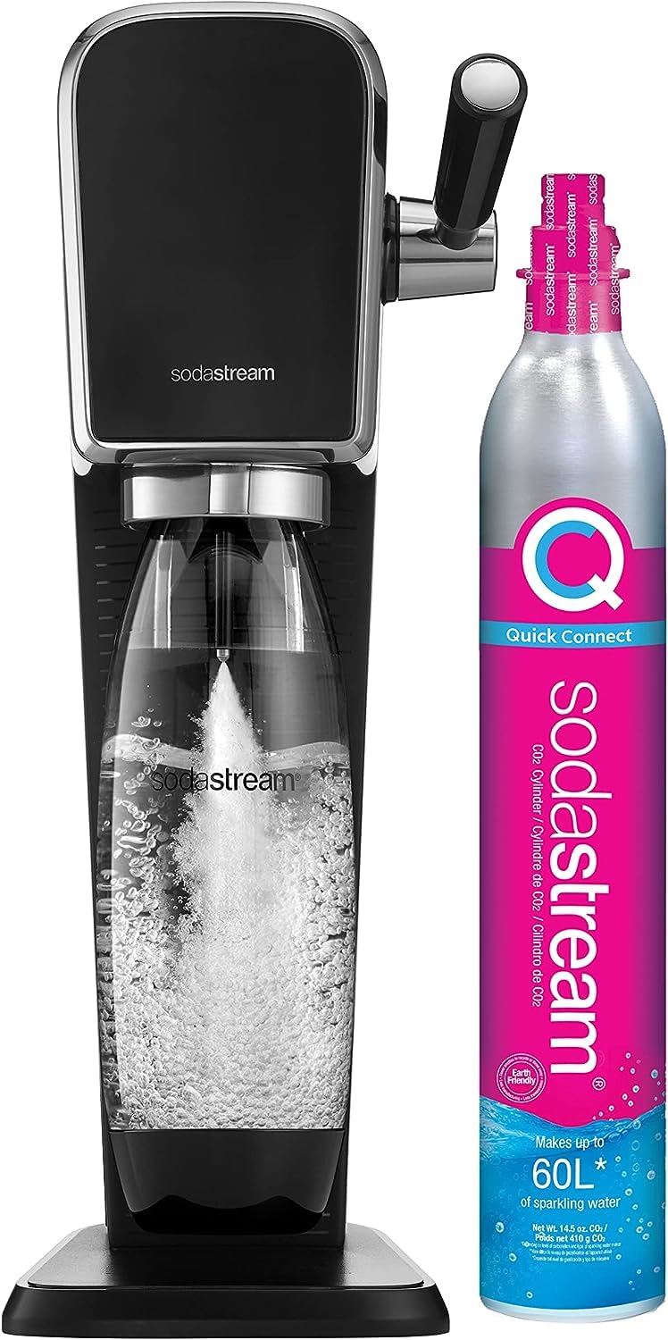 SodaStream Art Sparkling Water Maker (Black) with CO2 and Dishwasher Safe Bottle