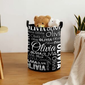 Custom Laundry Basket Personalized Collapsible Laundry Hamper with Name Customized Dirty Clothes Storage Basket with Handle for Bedroom（Style 08）