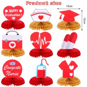 9 Pieces Nurse Graduation Honeycomb Centerpiece Nurse Graduation Party Decoration Nurse Table Centerpiece for Nurse Graduation Party Favor Supplies