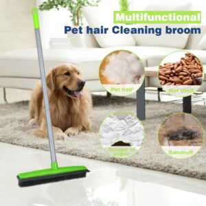 Rubber Broom Pet Hair Remover, Silicone Brooms for Floor Cleaning, Tile, Windows, Carpet Squeegee with Telescoping Handle, Extends from 31 inch to 58 inch, Perfect for Sweep, Scrap