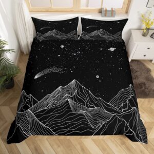 homewish mountain duvet cover for boys,girls starry sky comforter cover full size,boho galaxy bedding set kids teen room decor bed cover,planet bedclothes with zipper