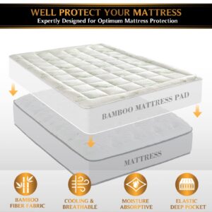 Mattress Pad Full Size, Cooling Mattress Protector Pillow Top Cover Pad with 6-22 Inches Deep Pocket, Breathable Mattress Cover with Down Alternative Fill