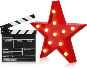 movie theater decor movie film clap board movie clapper board accessory and marquee light led star sign movie props for movie night decorations party supplies