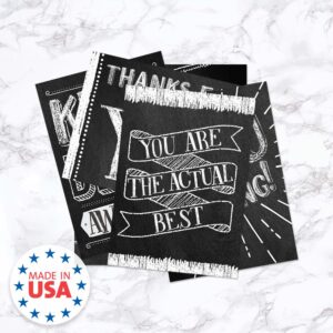 Chalkboard Appreciation Card Set / 24 Thank You Greeting Cards / 6 Retro Chalkboard Note Card Designs / 3 1/2" x 4 7/8" Blank Cards With Kraft Envelopes