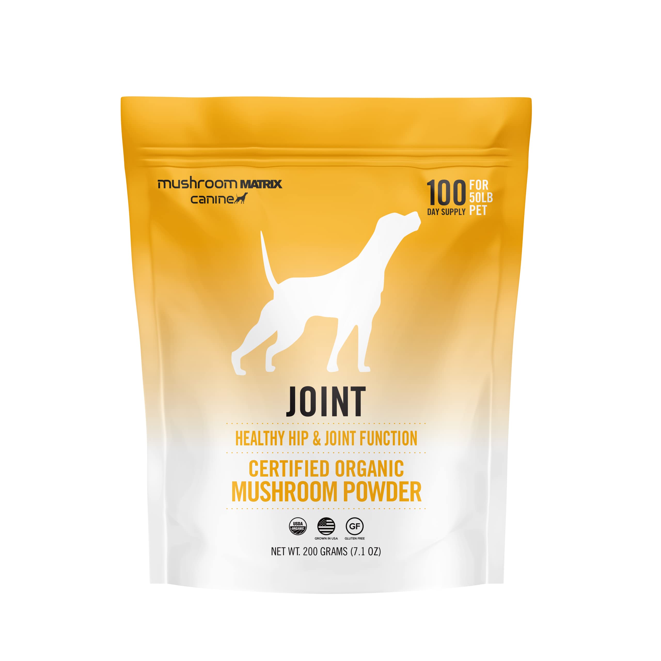 Om Mushroom Matrix Pet - Canine | Joint & Hip Function | USA Grown Human-Grade Organic Mushroom Powder Pet Supplement | Promotes Resilient Bones & Joints for Dogs & Cats | 200 Grams, 7.1 oz