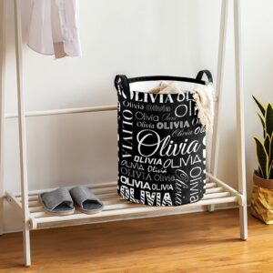 Custom Laundry Basket Personalized Collapsible Laundry Hamper with Name Customized Dirty Clothes Storage Basket with Handle for Bedroom（Style 08）