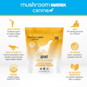 Om Mushroom Matrix Pet - Canine | Joint & Hip Function | USA Grown Human-Grade Organic Mushroom Powder Pet Supplement | Promotes Resilient Bones & Joints for Dogs & Cats | 200 Grams, 7.1 oz