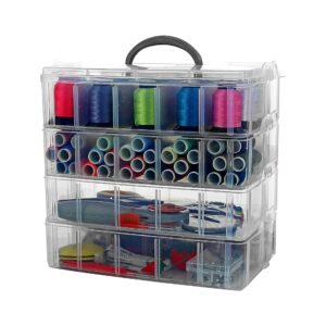 Bins & Things Stackable Storage Container Bundle with 18 & 40 Adjustable Compartments - Clear - Craft Storage/Craft Organizers and Storage - Bead Organizer Boxes/Art Supply Organizers