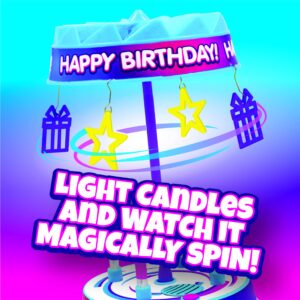 BEST PARTY EVER! Spincredible Candle, Singing Candle-Powered Spinning Cake Topper with Birthday Candle Air Cannon, Safe Fun Way to Blow Out Birthday Candles