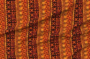 spoonflower fabric - tiki hawaiian tropical orange red rust vintage polynesian flower printed on petal signature cotton fabric by the yard - sewing quilting apparel crafts decor