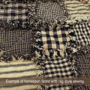 Primitive Black 1 Plaid 100% Cotton Homespun Fabric by JCS - Sold by The Yard