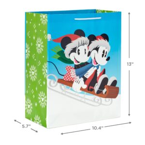 Hallmark Mickey and Minnie Christmas Gift Bags in Assorted Sizes (4 Bags: 2 Medium 9", 2 Large 13") for Kids, Grandchildren, Disney Fans and Collectors