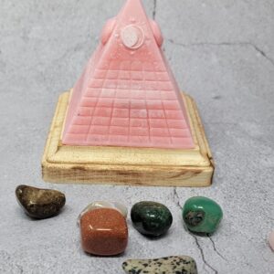 Pyramid Candle with hidden Crystals, Candle with Crystal Hidden Inside, Mystery Candles with Crystals (Pink)