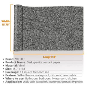 VEELIKE 15.7''x 118'' Granite Contact Paper for Kitchen Countertops Waterproof Marble Contact Paper Peel and Stick for Bathroom Counter Top Self Adhesive Vinyl