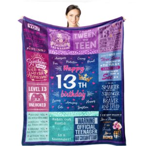 wisegem 13th birthday gifts for girls - best gifts for 13 year old girls 60"x50" blanket - gifts for 13 year old girl - teenage girl gifts for 13 year old girl - 13 year old girl gift ideas bday decor