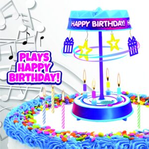 BEST PARTY EVER! Spincredible Candle, Singing Candle-Powered Spinning Cake Topper with Birthday Candle Air Cannon, Safe Fun Way to Blow Out Birthday Candles