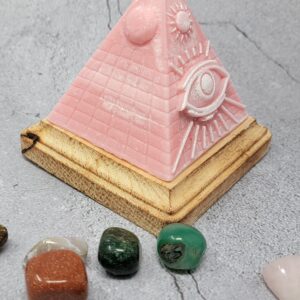 Pyramid Candle with hidden Crystals, Candle with Crystal Hidden Inside, Mystery Candles with Crystals (Pink)