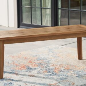 Signature Design by Ashley Janiyah Casual Outdoor Dining Bench, Light Brown