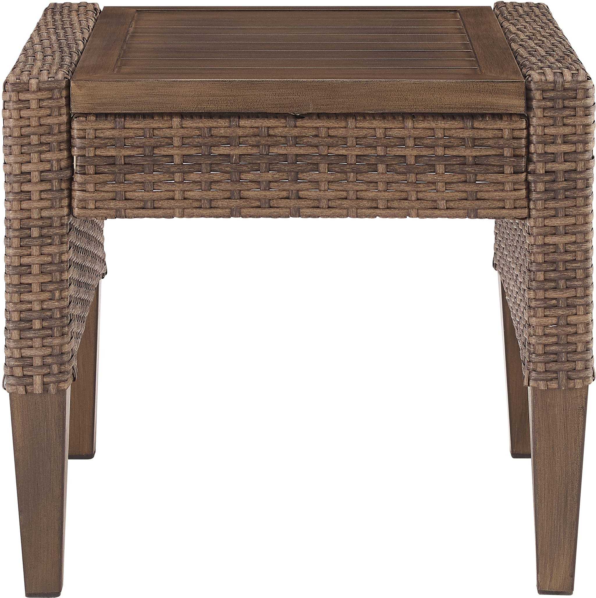 Crosley Furniture Capella All Weather Rattan Wicker Outdoor Side Table for Patio, Deck, Porch, Brown