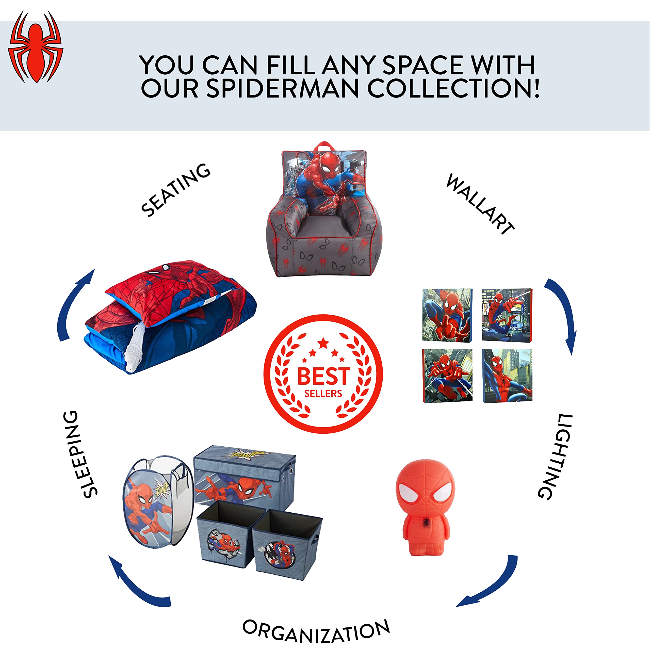 Idea Nuova Spiderman Set of 2 Figural Stackable Storage Set