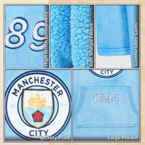 Manchester City F.C. Hoodie, Oversized Hoodie Blanket, Soccer Gifts for Boys Blue