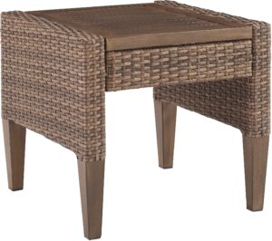 crosley furniture capella all weather rattan wicker outdoor side table for patio, deck, porch, brown