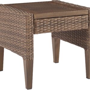 Crosley Furniture Capella All Weather Rattan Wicker Outdoor Side Table for Patio, Deck, Porch, Brown