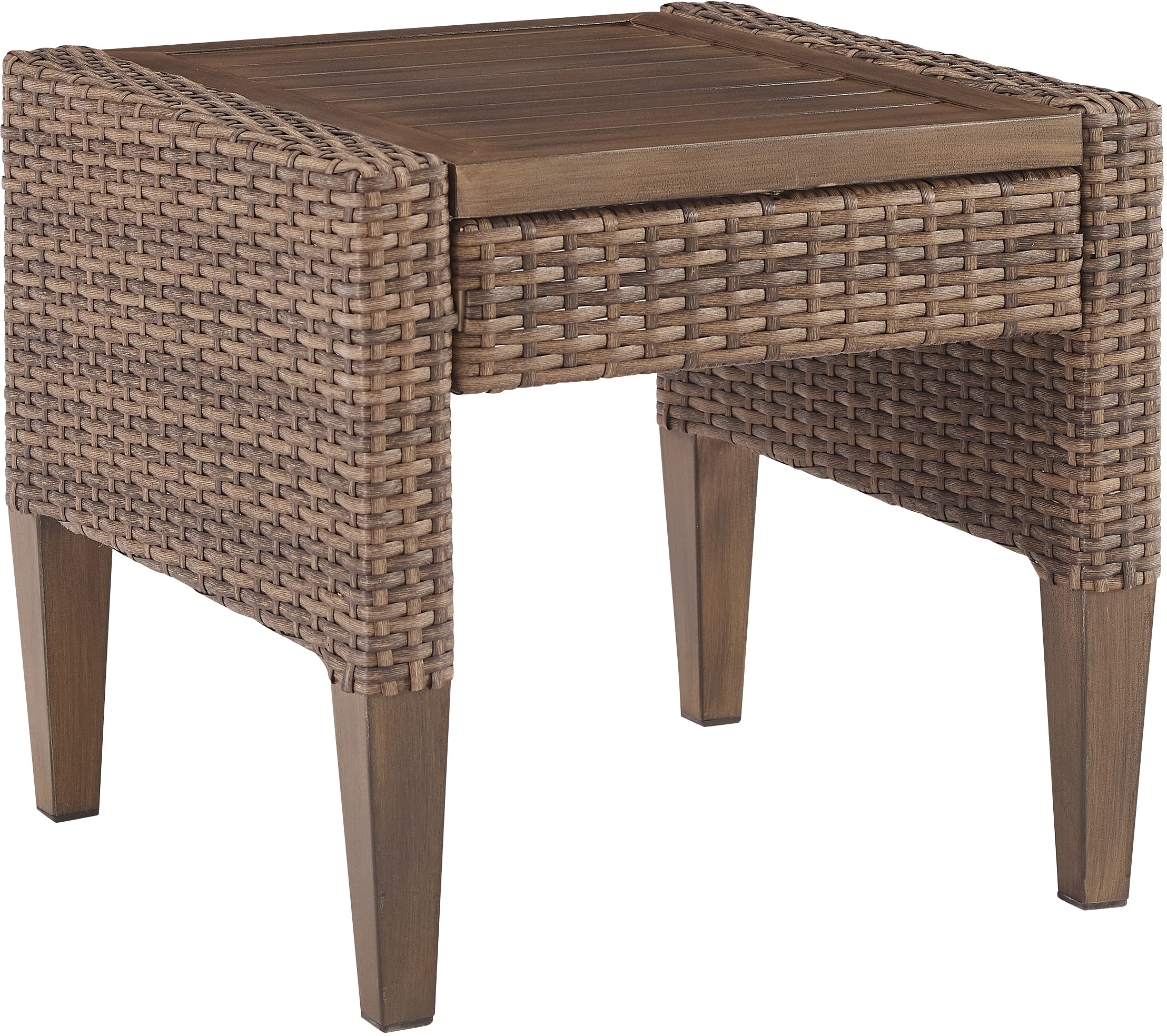 Crosley Furniture Capella All Weather Rattan Wicker Outdoor Side Table for Patio, Deck, Porch, Brown