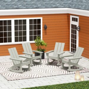 WO Home Furniture Patio Rocking Chair Set of 4 PCS Modern Outdoor HDPE UV Weather Resistant (Sand)