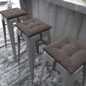 COZPLEN Bar Stool Cushions, Outdoor Patio Home Kitchen Square seat Cushions with Ties 12 Inches, Set of 2, Light Grey