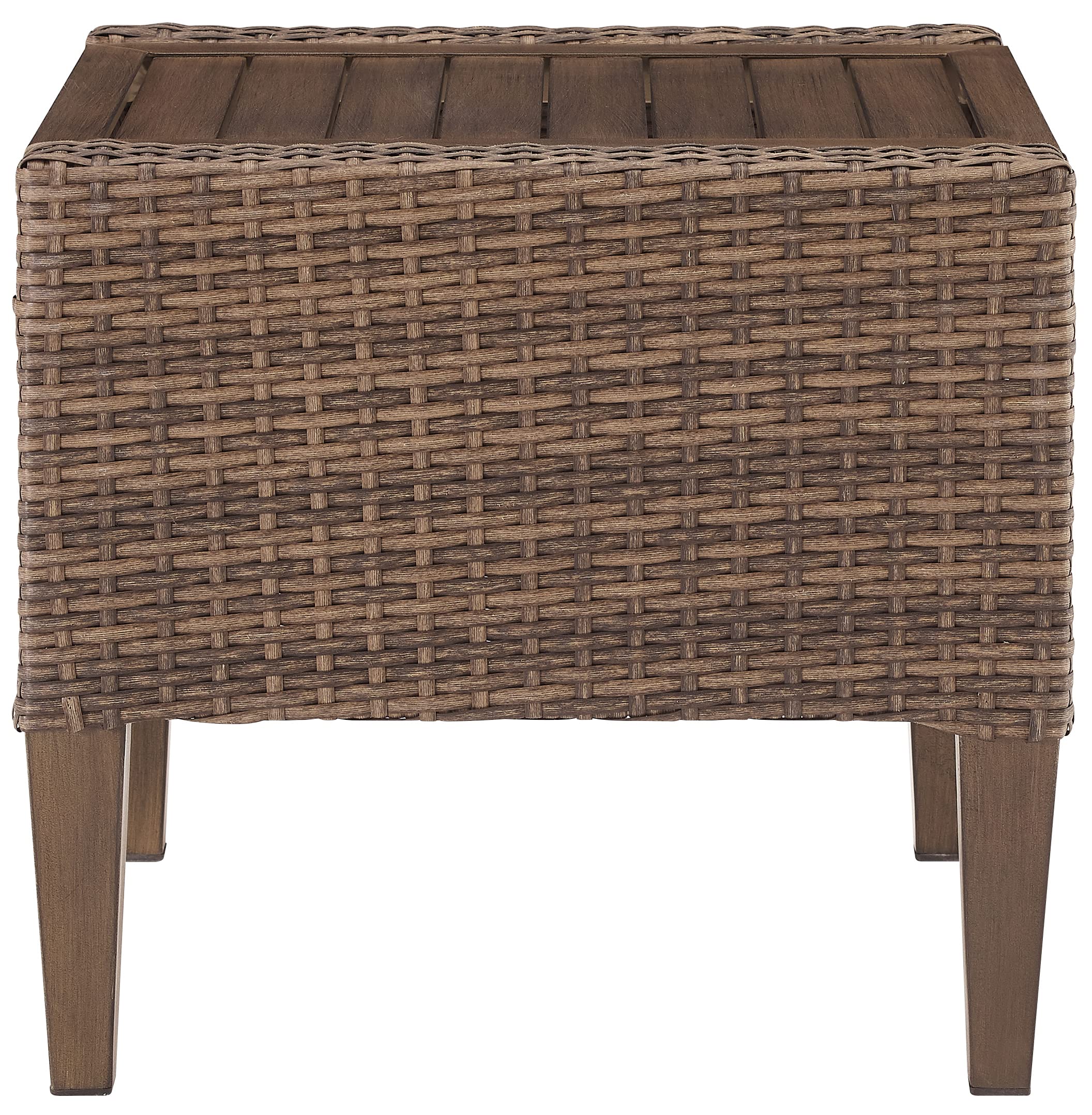 Crosley Furniture Capella All Weather Rattan Wicker Outdoor Side Table for Patio, Deck, Porch, Brown